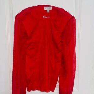 Women's Red Sweater- Puff Sleeves